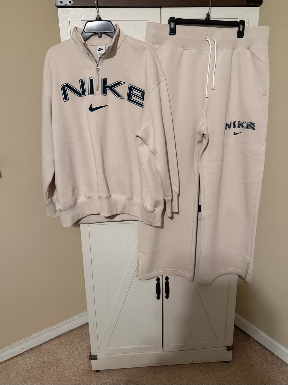 Nike Women’s Phoenix Fleece 1/4-Zip Sweatshirt & Joggers Set with Navy Logos